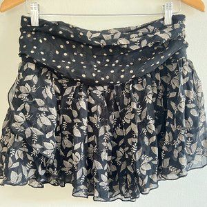 ISABEL MARANT ETOILE, SKIRT, SMOCKED, BLACK & NEUTRAL PRINT